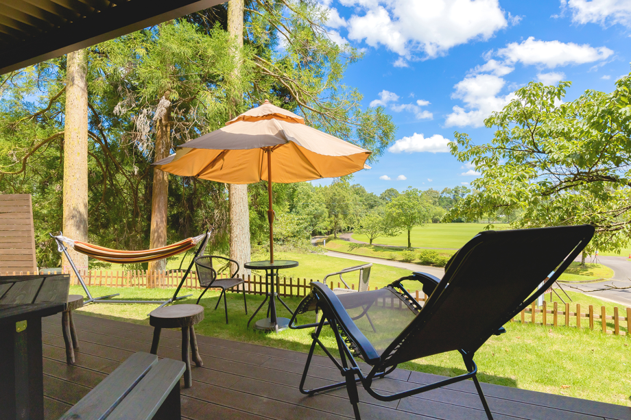 メガボックスが見える自然は整備もされており、解放感があります。